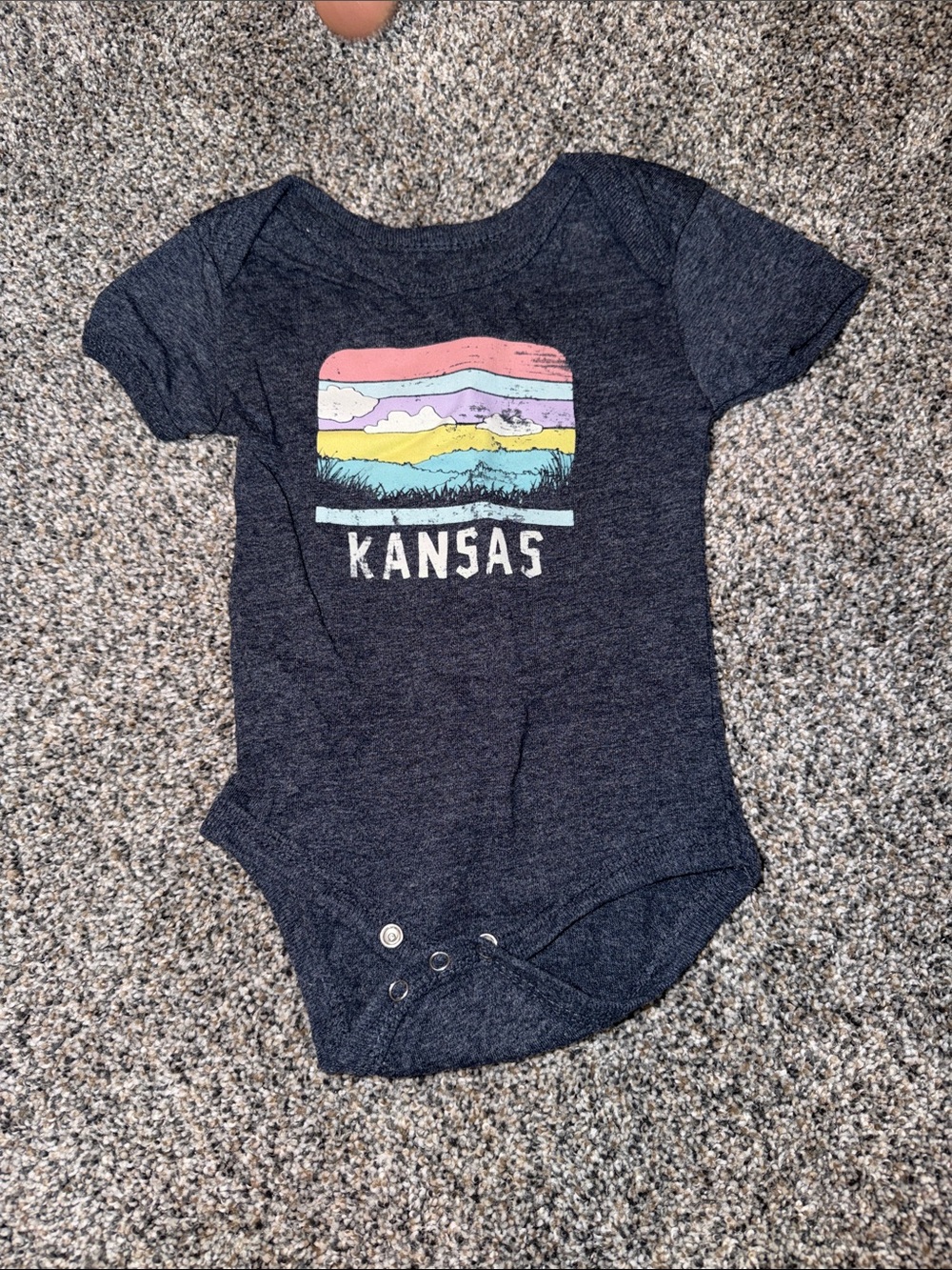 Kansas Graphic Navy Baby One-Piece